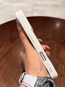 1 chiếc ốp lưng tương thích với iPhone 17/16 Pro Max/15 Plus/14 Pro, chất liệu TPU nhăn, kiểu dáng ven biển, sọc xanh trắng và họa tiết hoa sứ, chống sốc toàn diện, các đường cắt chính xác. - trắng - Xem 4