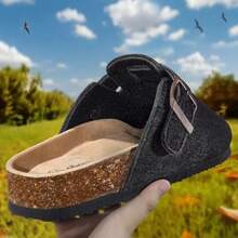 KEMISANT Men Clogs-Comfortable Suede Mules Slippers Sandals Nurse Potato Shoes Unisex-Cushioned Cork-Footbed - Đen4644 - Xem 2