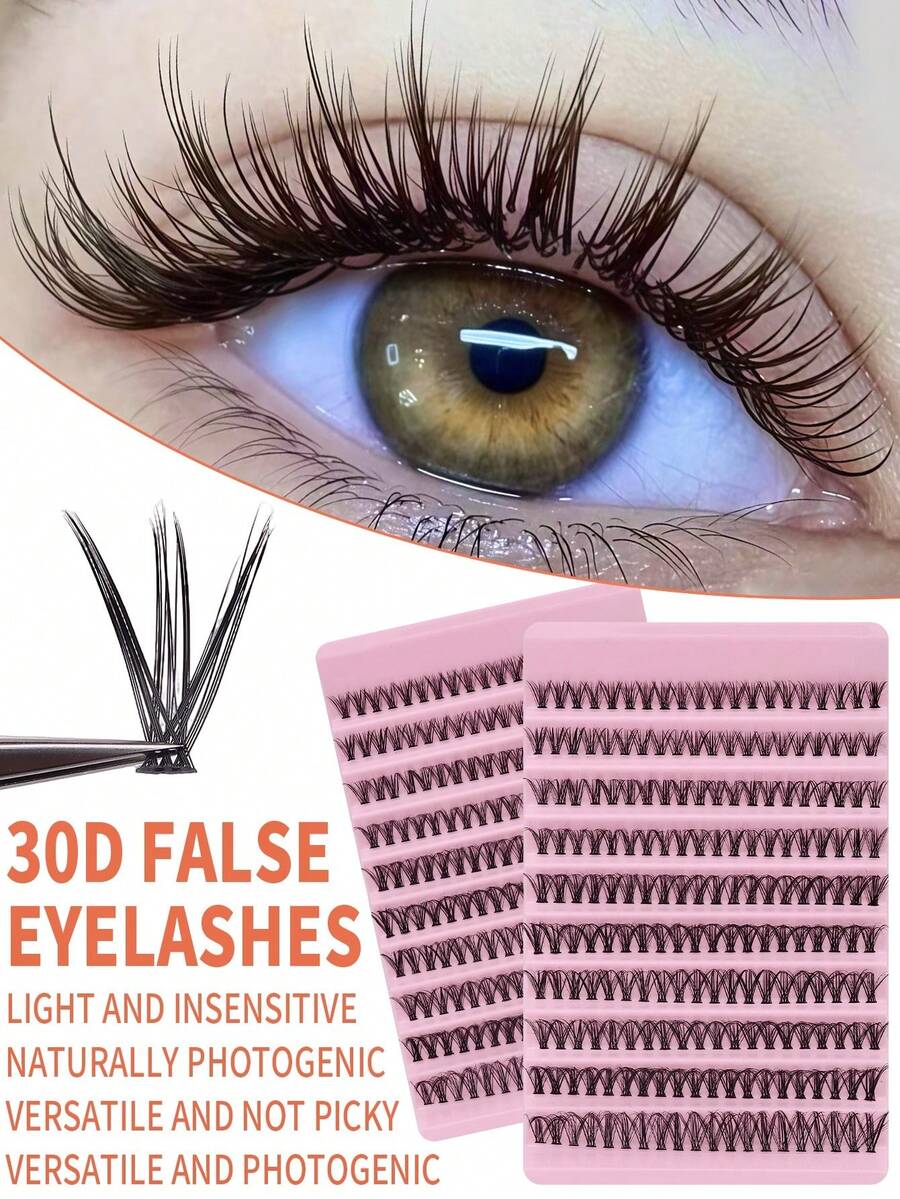 200 Pieces Of D-Style Curly And Fluffy Natural False Eyelashes, With A Length Of 8-16 Millimeters. Ultra-Soft, Lightweight And Exquisite Cluster-Style False Eyelashes, With A Naturally Crossed Design. A Reusable DIY False Eyelash Set Cluster. - View 1