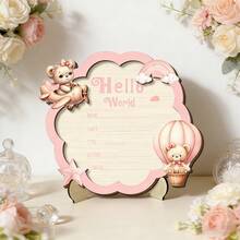 1/4 piezas Letrero de madera 3D "Hola Mundo", Tablero de anuncio de recién nacido, Suministros para fiesta de revelación de género, Decoración de fiesta de cumpleaños, Prop de foto, Regalo pequeño creativo - Tablero de anuncios de madera - Ver 2