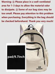 女士防盗可折叠多隔层背包，可装15.6英寸笔记本电脑，多口袋轻便可水洗书包，多功能背包，大容量旅行包，便捷通勤背包 - 彩色 - 查看 6