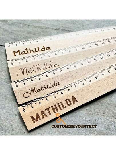 1 Piece Personalized Laser Engraved Ruler - Customizable Name/Text, Wooden (Clear CM/MM Markings) - Suitable For School, Office, Art Projects - Birthday, Christmas, Teacher's Day Gift - Minimalist Elegant Design - Ideal For Students, Professionals And Mathematicians - Fashionable Stationery, Measurement Tool, Student Gift