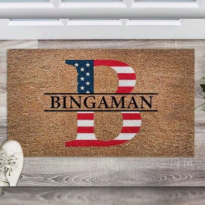 1PC Personalized Last Name Happy 250th Birthday USA Doormat, Housewarming Gifts For Men Women On 4th Of July Veterans Day Father's Mother's Day, Independence Day Patriotic Welcome Mat Home Decor - 24"X16"/30"X18", Outdoor Decor