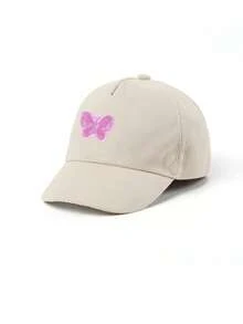 1 Stück Kinder Baseball Kappe, rosa paillettenbesetzter Schmetterling Logo Stickerei, weiches Oberteil Design, multifunktionale Sonnenschutz Baseball Kappe, hochwertige gebogene Krempe, atmungsaktiv und nicht stickig, geeignet für Alter 1-3 Jahre - 1PC - Übersicht 24