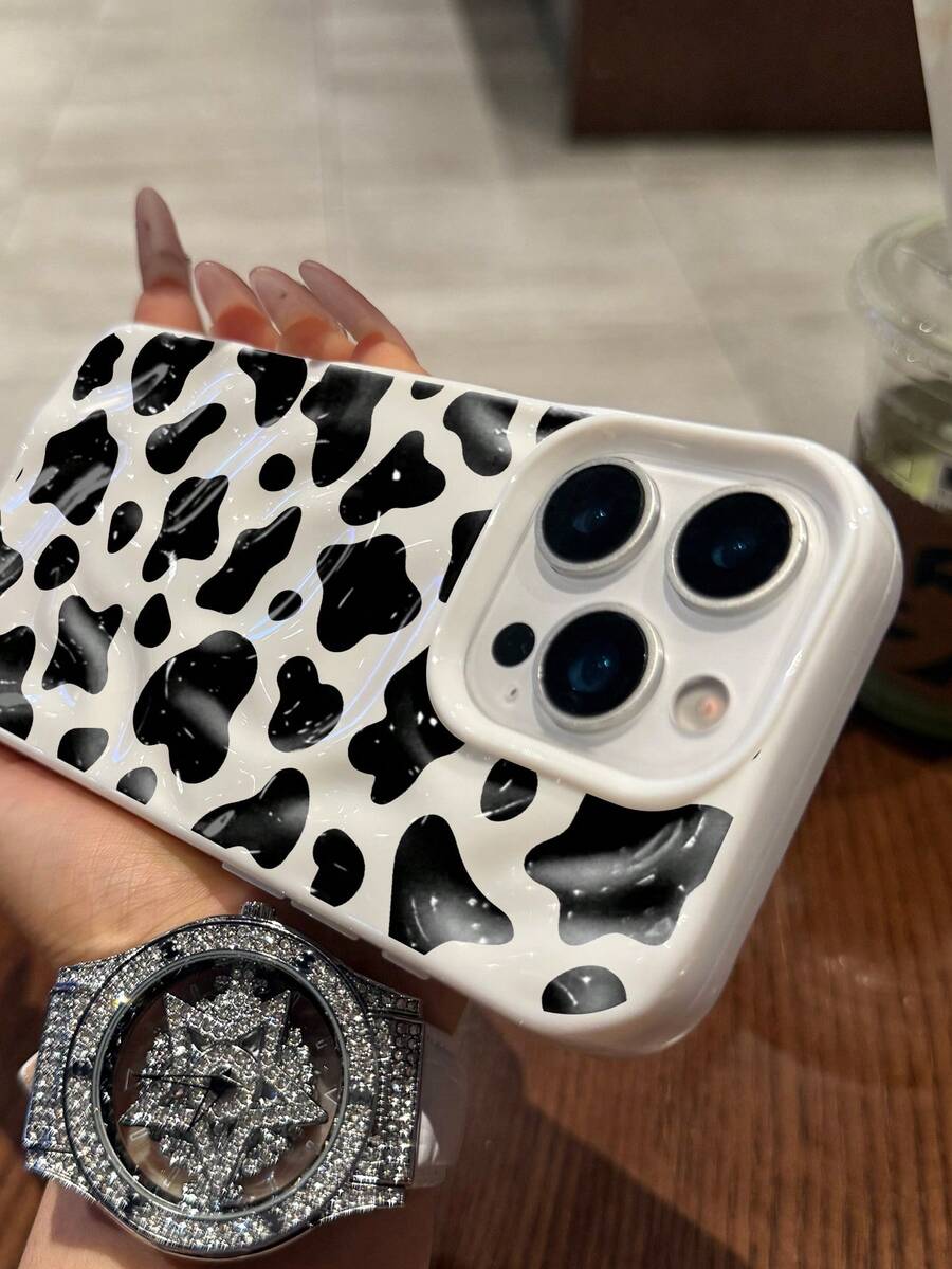 Schwarz-weiß asymmetrische Wellen-Plissee 3D Handyhülle, kompatibel mit iPhone 17 Pro Max/17 Pro/16 Pro Max/16 Pro/16/15 Pro Max/15 Pro/15/14 Pro Max/14/13 Pro Max/13 Pro/13/12 Pro Max/12 Pro/12/11, stoßfeste weiche Hülle - Weiss - Übersicht 1