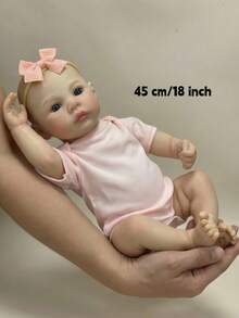 45厘米 Meadow 重生娃娃，18英寸全身柔软硅胶乙烯基女孩娃娃，3D彩绘皮肤，可见血管，乙烯基四肢，逼真手绘头发，手工艺术娃娃 - 收藏级艺术娃娃，圣诞节/生日/感恩节礼物 - 多色 - 查看 3