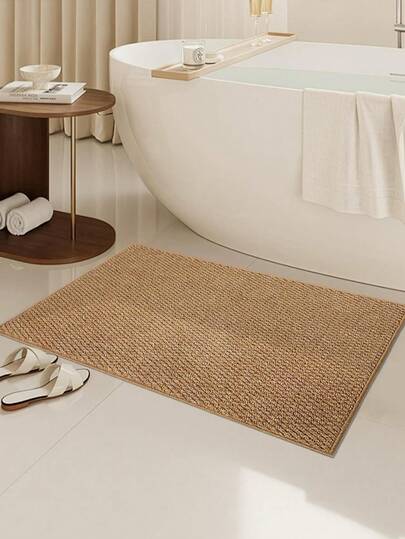1pc Camel Color Jute-Like Material Bath Mat, Super Absorbent, Non-Slip, Quick Dry, Machine Washable, Lightweight & Soft, Suitable For Living Room, Bedroom, Study, Entryway, Dining Room, Laundry Room, Shower, Bathtub, Floors, Personalized Home Decor, Fashion Home, Bathroom Mat, Living Room Mat, Bedroom Mat, Kitchen Mat, Bathroom Decor Mat, Bath Mat, Doormat, Entryway Mat, Spring/Summer Home Decor Mat, Bathroom Decor Essential