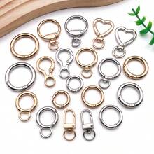 5个心形圆形钥匙扣夹银色金属心形登山扣钥匙圈DIY创意设计悬挂旋转龙虾爪扣触发弹簧钩用于珠宝制作 - 彩色 - 查看 4
