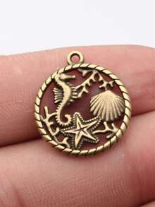 10pcs 23x20mm Ocean Life Seahorse Starfish Shell Coral Charms Pendant For DIY Jewelry Making Necklace Keychain Phone Chain Bracelet Making Accessories Handmade Craft Making Findings - Marine Life - View 7