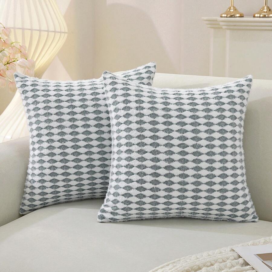 YSTYLE 2-teiliges Sofakissen-Set aus Kaschmir, 40 x 40 cm, dekorative Sofakissenbezüge fürs Wohnzimmer, weicher Kissenbezug mit verdecktem Reißverschluss, quadratische Kissenbezüge - Pastellgrün - Übersicht 1