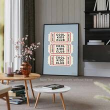 1幅带框/不带框酷炫儿童俱乐部票根帆布海报，可爱蓝色婴儿房墙面艺术印刷品，男婴房装饰画，适用于游戏室、儿童房、卧室、现代家居装饰 - 彩色 - 查看 11