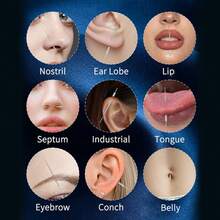 Pinza para perforación, herramienta guía de pendientes con parte posterior plana de 16G 18G, aguja de acero inoxidable con rosca interna y externa, kit de asistencia para perforación corporal en oreja, nariz y labio - Ver 4