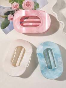 1/3pcs Marble Flat Round Hair Clips, Elegant Hair Claws For Everyday Use And Gift, Suitable For Driving, Parties, Vacations, Going Out, School, Great Gift For Girls And Best Friends,Summer,Holiday,Travel,Festival,Birthday - Multicolor - View 16