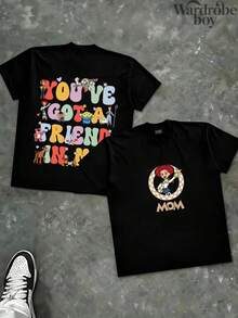 Disney 1PC Authorized Cartoon Short Sleeved T-Shirt, Cartoon Toy Mobilization Pattern Couple's Double-Sided Printed T-Shirt, Very Suitable For Family Travel And Vacation. This Is A New 2026 Short Sleeved T-Shirt, An Ideal Choice For Mother's Day, Suitable For Both Men And Women. Made Of High-Quality Pure Cotton, Comfortable And Breathable. Exquisite Design Is The Preferred Gift - 女士 - 查看 2