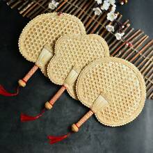 Handmade Wheat Straw Fan, Hot Fan, Summer Essentials, Beautiful Design, Handheld Fan, Portable Fan, Vintage Style Fan. - Multicolor - View 4