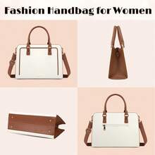 NEWHEY 方形手提包，顶部提手托特包，斜挎防盗防水托特包，男女通用手提包，白色 - 彩色 - 查看 7