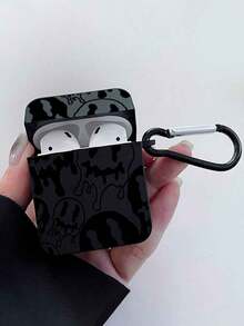 1个黑色幽灵方形耳机保护套+挂钩，兼容苹果3/4无线蓝牙耳机，防摔软壳，磨砂外壳，适用于 Pro/Pro2 - 黑色 - 查看 4