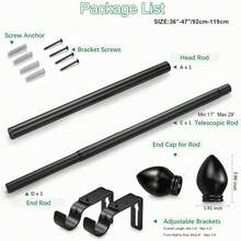1 Thanh treo rèm chịu lực cao, có thể điều chỉnh, phù hợp với cửa sổ từ 36 - 148 inch, có đầu trang trí hình nón, bộ thanh treo rèm màu đen kèm giá đỡ, thích hợp cho rèm cửa sổ và phòng tắm, trang trí nhà cửa, rèm phòng ngủ, đường kính thanh treo rèm 1 inch. - Hình nón - Màu đen - Xem 15