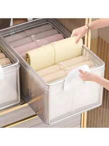 2pcs Plastic Storage Boxes With Steel Frame And Reinforced Handles, Stackable Transparent Storage Containers With Lids, Suitable For Storing Clothes, Books, Household And Dorm Essentials - Multicolor - View 9