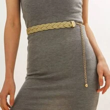 Women's Gold Twisted Waist Belt, Suitable For Daily Wear - Gold - View 5
