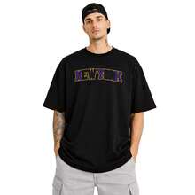 Men's Oversized Cotton Crew Neck Printed T-Shirt For Gym - Comfortable - Black Purple - View 1