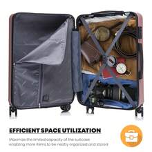 YONSLY Suitcase 20/24/28 Inch With YKK Zipper, TSA Lock, 4 Quiet Wheels, 360° Mesh Compartment, Hard Shell Suitcase, Large Trolley Suitcase, Carry-On Luggage For Holidays, Short Trips And Business Trips - 玫瑰金 - 查看 6