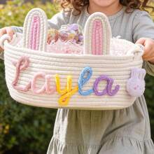 定制手工椭圆形收纳篮,兔耳朵礼品篮/装饰篮,家居装饰,礼品包装篮,复活节礼物,送给家人,衣橱收纳整理篮 - 彩色 - 查看 58