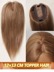 Tóc giả cài kẹp 12x13cm, tóc thẳng, chất liệu lụa thoáng khí, dành cho nữ, tóc tự nhiên #6 - S6 - Xem 1