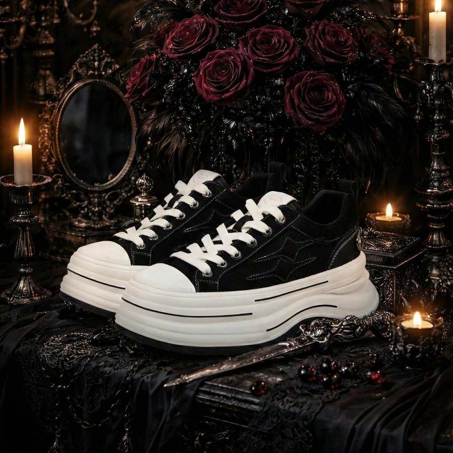 KILLWINNER Canvas Shoes, Black, 7cm Thick Sole Casual Shoes, Couple Style - Black - View 1