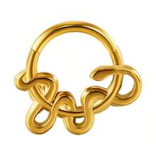 1 pieza Clicker de septum en forma de luna de acero inoxidable, joyería de septum en forma de serpiente/corazón de 16G, pendientes espirales delicados para mujeres - Multicolor - Ver 15