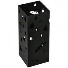 Umbrella Stand, 4 Hooks, Drip Tray, Steel, Black - C - View 8