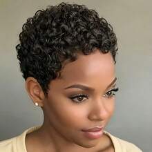 6 Inch Short Curly Wig For Women, Short Layered Machine-Made Full Head Wig, Elf-Like Curly Short Hair - Multicolor - View 3