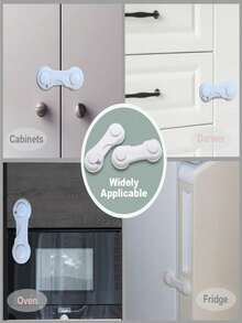 2pcs Multi-Function Anti-Pinch Hand Safety Lock, Refrigerator Drawer Anti-Opening Protector Lock, Lock Protector, Cabinet Wardrobe Safety Lock, Door Lock, Used For Unlocking Refrigerator Drawers Anti-Pinch, Easy Installation, No Need To Drill Cabinets And Doors, Anti-Pinch Handle, Durable Plastic, Suitable For Refrigerator, Drawers, Kitchen And Bathroom, Bathroom Safety Lock - Multicolor - View 4