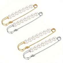 4pcs Faux Pearl Scarf Clips, Shawl Pins, Sweater Brooch For Women - Default (4pcs) - View 10
