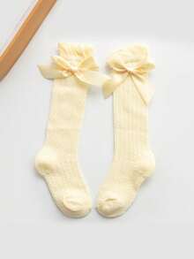 1双蝴蝶结网眼中筒袜 - 透气弹力，适合春夏男女童穿着 - 彩色 - 查看 27