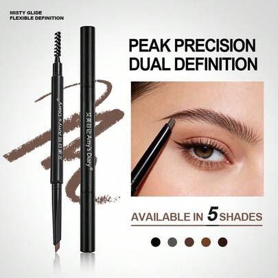 Dual-Ended Eyebrow Pencil, Multi-Color Options, With Brush, Long-Lasting Natural Makeup Effect, Smudge-Proof