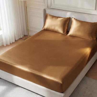 Bộ ga trải giường satin 2/3 món, bộ ga trải giường giả lụa màu lạc đà, bộ ga phủ nệm ngày Valentine, bao gồm 1 ga trải giường và 2 vỏ gối (không bao gồm ruột gối), bộ đồ giường mềm mại hiện đại, phù hợp với cỡ King, Queen, Full và Twin, ga phủ chăn, túi sâu đến 11,8 inch, phong cách khách sạn sang trọng, thoáng khí, không nhăn, giúp ngủ ngon hơn, có thể giặt máy.