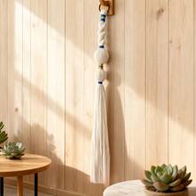 Handmade Woven Ball Tassel Wall Hanging, Vertical Boho Style Wall Art, Bedroom, Living Room, Vacation Home Decor, Holiday Gift, Halloween, Christmas - Blue - View 2