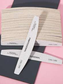 10支灰色新月形指甲锉，双面抛光块美甲棒，专业美甲沙龙工具 - 灰色 - 查看 7