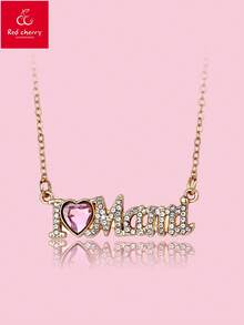 1件时尚优雅的母亲节礼物“我爱妈妈”吊坠项链，适合日常佩戴、送礼、节日佩戴 - 金色 - 查看 2