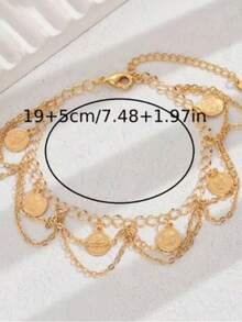 Fashionable Luxury Women's Tassel Anklet, Perfect For Daily Wear, Beach Vacation, Also A Great Gift - Gold - View 3