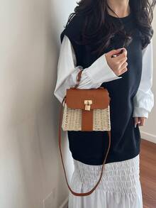 2026 Spring New Handwoven Bag, Fashionable Casual Crossbody Handbag Small Square Bag For Women - Beige - View 6