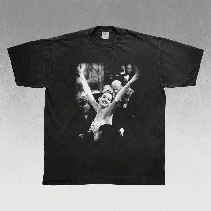 Vintage Princess Dairies Shirt A Nne H Athaway Shirt Retro Disneyland Genovia Tee - 黑色 - 查看 1