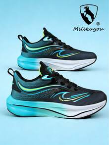 （已售出1000+）Milikuyou 男士马拉松跑鞋、休闲运动鞋、男士竞技篮球鞋、男士运动鞋、户外运动鞋、公路跑鞋、健身训练鞋、徒步鞋，轻便、百搭、时尚休闲鞋，爆米花鞋底，高弹性提升速度，MD+橡胶+碳板，不易疲劳，符合人体工学设计，碳板传感器鞋，男士通勤鞋，多场景适用，适合日常穿着，长跑、短跑、休闲跑、速度训练，是学生或男士的理想礼物，颜色鲜艳，尺码37-48（不规则手绘鞋底，不对称图案） - 黑月色 - 查看 2