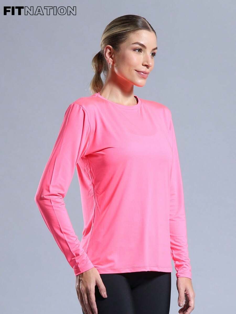 WOMEN'S LONG SLEEVE T-SHIRT WITH UV50 PROTECTION - Tropical Pink - View 1