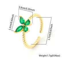 1pc Fashionable Spiral Butterfly Green Cubic Zirconia Open Ring, Summer Holiday - Multicolor - View 3