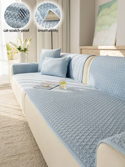 1pc Luxury Silky Smooth Anti-Slip Breathable Sofa Cover, Anti-Scratch, Wrinkle-Resistant, Soft Touch, High Color Fastness, Non-Fading, Non-Deforming, Durable, Cool & Skin-Friendly