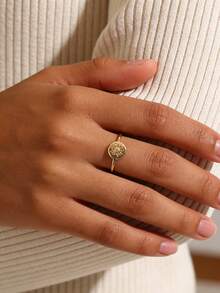 Charm-In Sunburst Sign 18K Gold Plated Ring | Dainty Celestial Fashion Ring For Women | Perfect For Summer Outfits & Daily Wear - Gold - View 3