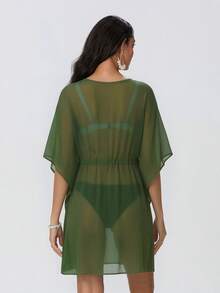 Women Cover Ups - Army Green - View 3