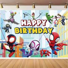 Marvel Spider-Man Theme Party Banner, 1PC, 210*150/150*100cm Cartoon Superhero Avengers Photo Background Decor, Large Glitter Birthday Decorations For Kids Celebration Wedding Birthday Party Supplies - Multicolor - View 4